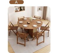 Weilai Concept Ainsley Folding Extendable Dining Table, Wood - 2 Chairs - Dark Oak Style A