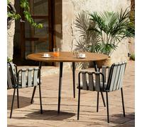 Weilai Concept Artemis Outdoor Round Dining Table Set, For Patio Garden - Style A Chair x 2 + 100cm Dining Table