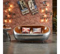 Weilai Concept Aviator Airplane Tub Two Seater Sofa, Aluminum Loveseat - Dark Brown