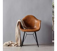 Weilai Concept Bobby Dining Chair, Distressed Leather - Real Leather - Brown