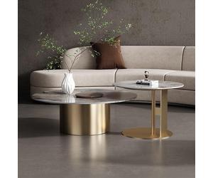 Weilai Concept Coar Nesting Coffee Table Set, Gold & Grey - Gold