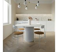 Weilai Concept Cracky White Round Dining Table, Premium Terrazzo And Wood Base - ⌀90cm