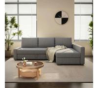 Weilai Concept Edwards Three Seater Corner Sofa Bed With Storage, Linen - Dark Grey ( Made to order ) - Right Hand Facing - 200cm