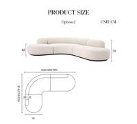 Weilai Concept Eulalia Cream Curve Three Seater Sofa, Corner Sofa, Boucle - Curved Sofa 300cm / 210cm