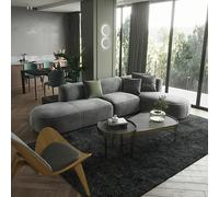 Weilai Concept FIN Four Seater Sofa, Four Seater Corner Sofa, Grey Velvet - Three Seater Corner 280cm