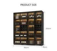 Weilai Concept Hampshire I Wine Cabinet, Wine Storage With Glass Doors & Lights - 160cm