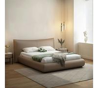 Weilai Concept Kai King Size Bed With Storage, Super King Size With Storage, Real Leather - Khaki - King Size - NO Storage
