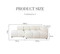 Weilai Concept Lysander Velvet Module Three Seater, Four Seater, Five Seater Sofa, Corner Sofa, White - Two Seater 238cm Combination 1