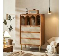 Weilai Concept Maasai Tall Sideboard, Rattan & Solid Wood Cabinet