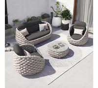 Weilai Concept Marbella Textilene Rope Woven Outdoor Sofa Set, Grey - Whole Set - No