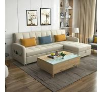 Weilai Concept ML203 Three Seater Sofa Bed, L Shape Sofa Bed With Storage, Linen - 200cm ( With No Chaise Lounge ) - Light Grey