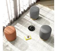 Weilai Concept N89 Round Stool, Leather/ Velvet - Leather - Orange