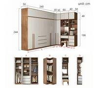 Weilai Concept Nascimento Corner Wardrobe, Tall Wardrobe, L Shape Wardrobe With Dressing Table - 270cm + 130cm