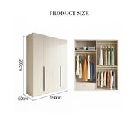 Weilai Concept Petrov Wooden Wardrobe - Cream - 160 x 60 x 200cm