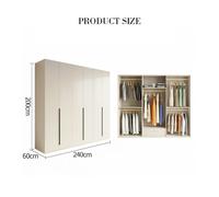Weilai Concept Petrov Wooden Wardrobe - Cream - 240 x 60 x 200cm