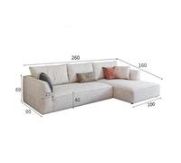 Weilai Concept R77 Dexter Two Seater Corner Sofa, Leathaire - Two Seater Corner 260cm ( BOTH Armrests ) - White