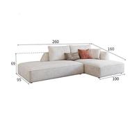 Weilai Concept R77 Dexter Two Seater Corner Sofa, Leathaire - Two Seater Corner 260cm ( Single Armrest ) - White