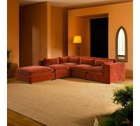 Weilai Concept Ranjan Three Seater Corner Sofa, Red Velvet