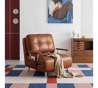 Weilai Concept Riley Single Sofa Bed, Two Seater Sofa Bed, Black Leather - Brown - 90cm