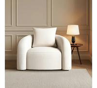 Weilai Concept Sadiq Armchair With Cushion, White Boucle - Style 1 - Style 1