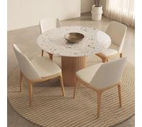 Weilai Concept Sienna Round Dining Table, Premium Terrazzo And Wood Base - ⌀110cm