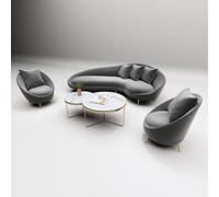 Weilai Concept Slender Modern Curved Two Seater, Three Seater, Four Seater Sofa, Armchair, Velvet - Blue - Curved Sofa 230cm