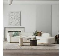 Weilai Concept Welby Three Seater Curved Sofa, White - Boucle - Four Seater 340cm - White