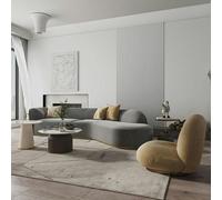 Weilai Concept Welby Three Seater Curved Sofa, White - Velvet - Three Seater 280cm - Grey