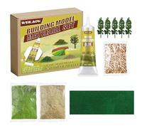 WEILAOK Basing Materials for Miniatures, Miniature Basing Materials, Hedges, 2 Colors of Static Grass, Stones in Primary Colors, Plastic Tower Trees and Model Building Glue