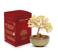 WEILAOK Crystal Tree of Life, Citrine Crystal Healing Crystals Tree, Money Tree, Gemstone Tree with Ceramic Flower Pot, Tree of Life Gifts for Womens, Fengshui Ornament for Home Office Room House