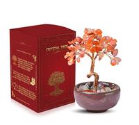 WEILAOK Crystal Tree of Life, Red Agate Crystal, Red Chakra Tree, Gemstone Tree, Money Tree with Ceramic Flower Pot, Tree of Life Gifts for Womens, Fengshui Ornament for Home Office Room House