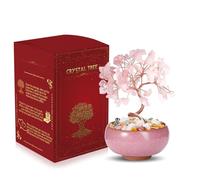 WEILAOK Crystal Tree of Life, Rose Quartz Crystals, Money Tree, Gemstone Tree with Ceramic Flower Pot, Tree of Life Gifts for Womens, Fengshui Ornament for Home Office Room House
