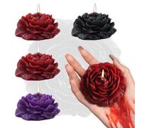 WEILAOK Low Temp Candle, Romantic Rose Candle, Flower Candles Set, Candles for Women, Hand Made Soy Wax Smokeless Cotton Core, Red Purple and Black, etc, 4 pcs