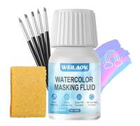 WEILAOK Masking Fluid, Scratch Crepe, Masking Liquid Watercolour, Masking Fluid with Watercolour Brush for Covering - Keeps Colour-Free Areas and Clear Edges, Watercolour Accessories, White - 30 ml