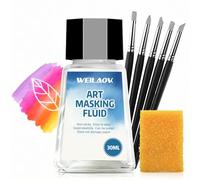 WEILAOK Masking Fluid, Scratch Crepe, Masking Liquid Watercolour, Masking Fluid with Watercolour Brush for Covering - Keeps Colour-Free Areas and Clear Edges, Watercolour Accessories - 30 ml