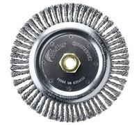 Weiler 09000 Dualife 5/8"-11 Arbor, 0.020" Wire Size, 6-7/8" Diameter, 3/16" Face Width, Steel Bristles, Very Narrow Face, Stringer Bead Twist Knot Wire Wheel Brush
