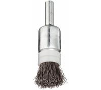 Weiler 11101 0.0104" Wire Size, Steel Bristles, Banded, Solid End, Stem-Mounted Crimped Wire End Brush, Made in the USA