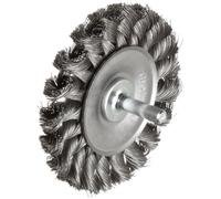 Weiler 17680 0.0118" Wire Size, 3-1/4" Diameter, 3/8" Face Width, Steel Bristles, Stem Mounted Standard Twist Knot Wire Wheel Brush