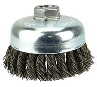 Weiler 36244 Wolverine 4" Knot Wire Cup Brush, .025" Steel Fill, 5/8"-11 UNC Nut, Made in the USA