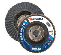 Weiler 51205 Tiger x Flap Disc, 4 1/2 in Angled, 40 Grit, 5/8 in - 11 Arbor, Dark Gray, Type 29 5/8"-11 Hub, Made in The USA (Pack of 10)