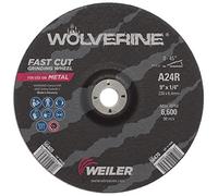 Weiler 56469 9" X 1/4" Wolverine Type 27 Grinding Wheel, A24R, 7/8" A.H. (Pack of 10)