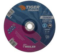 Weiler 68390 9" x 1/8" Tiger Ceramic Type 27 Cut and Grind Combo Wheel CER30T 7/8 A.H, (Pack of 10)