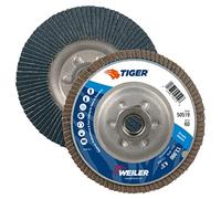 Weiler Tiger Abrasive Flap Disc, Type 29, Threaded Hole, Aluminum Backing, Zirconia Alumina, 4-1/2 Dia., 60 Grit (Pack of 1) by Weiler