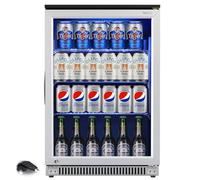 Weili 120 Can Mini Fridge with Glass Door, 20 Inch Beverage Fridge with Lock & Blue LED Light, Auto Defrost, 36-50°F Freestanding or Under Counter Refrigerator and Cooler for Home, Office