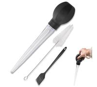 Weilin 3 Pcs Turkey Baster, Meat Baster, Baster for Cooking, Turkey Oil Dropper with Brush for Oiling and Marinating Turkey Beef Pork(Black)