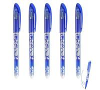 Weilin Erasable Pens Blue, 5 Pack Blue Fine Friction Pens with Eraser, Smooth Writing for Notes, Planners & School, Home, Adults