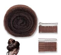 Weilin Hair Padding for Updos with Hair Mesh, Includes 100 Pcs Bobby Pins (2 Styles) for Women Bun Styles - Dark Brown