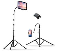 Weilisi Heavy Duty Tablet Tripod Stand 82” Tall, Floor Stand with Remote and Adjustable Gooseneck for Watching/Stream/Recording, Tripod for iPad Pro 12.9”/Kindle/iPhone, and All 4.5-13” Tablet/Phone