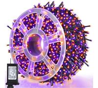 weillsnow 500 LED Halloween Lights, 8 Modes Waterproof Plug-in Chain Lights for Halloween Indoor Outdoor Patio Party Wedding Garden Home Decoration (Purple and Orange)