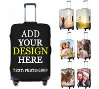 WEILONGB Custom Luggage Cover Personalized Luggage Cover Add Your Own Name Photo Text Double-Sided Different Design Travel Suitcase Case Protector Elastic Washable Baggage Covers (L (25-28 inch))